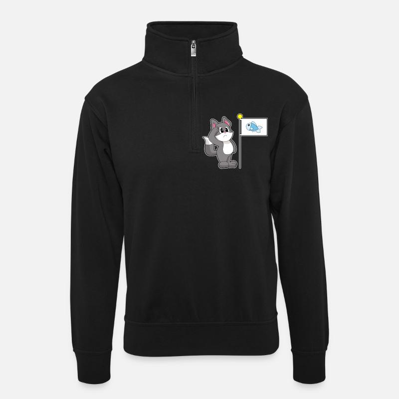 Drapeau de chat - Sweat col montant zippé unisexe - noir