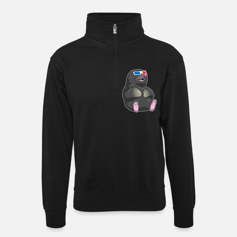 Mole Glasses - Unisex sweater with zip collar - black