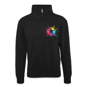 étoile noire et explosion multicolore - Sweat col montant zippé unisexe - noir - Devant