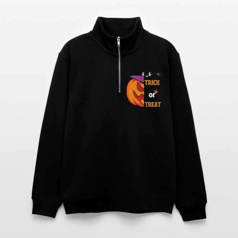 Halloween-Geschenk "Süßes oder Saures" Unisex Pullover mit Zip-Kragen