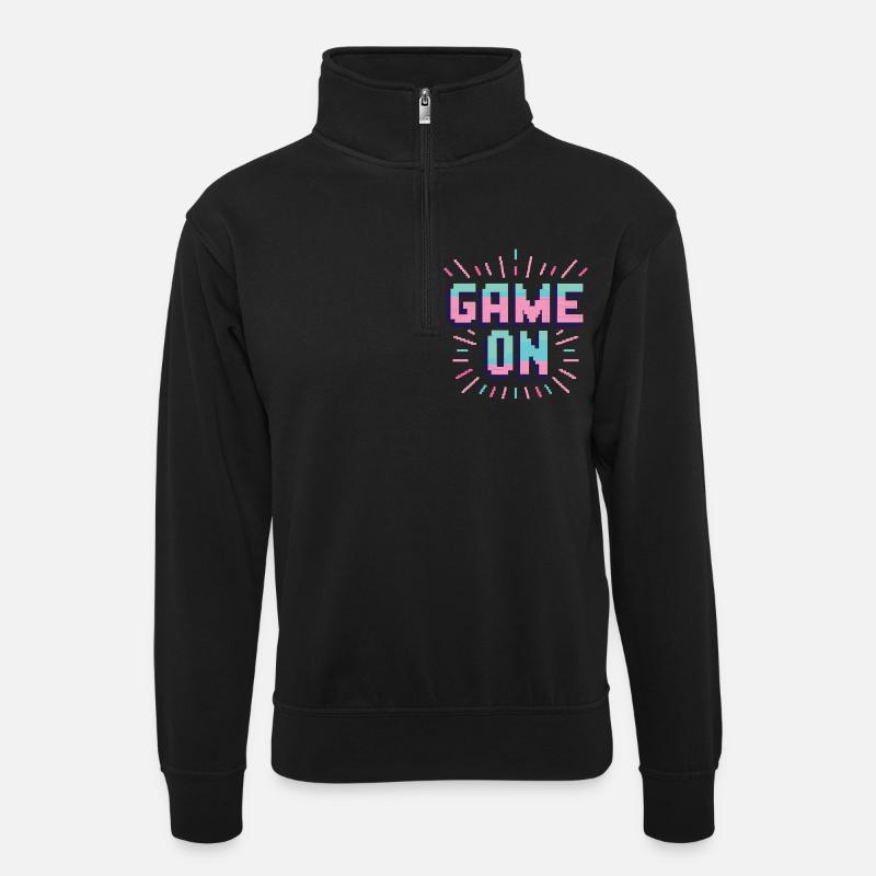 Game on - Unisex Pullover mit Zip-Kragen - Schwarz