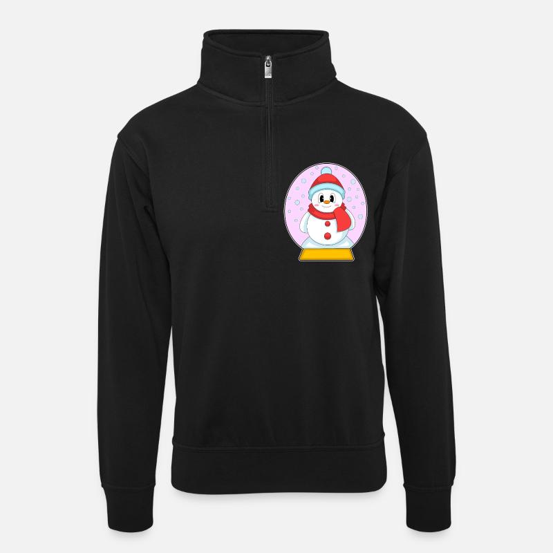 Schneemann Weihnachten Winterzeit - Unisex Pullover mit Zip-Kragen - Schwarz