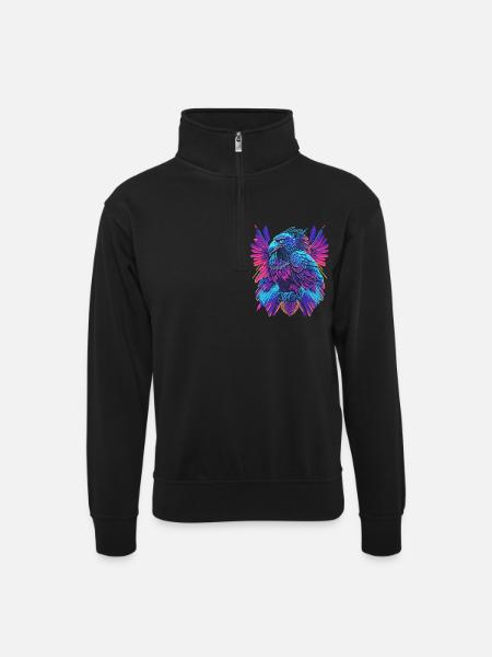 Neon Adler Synthwave Adler - Unisex sweater with zip collar - black