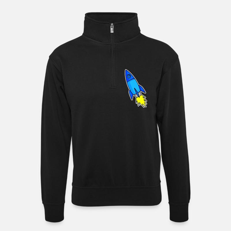Blue Rocket - Unisex sweater with zip collar - black