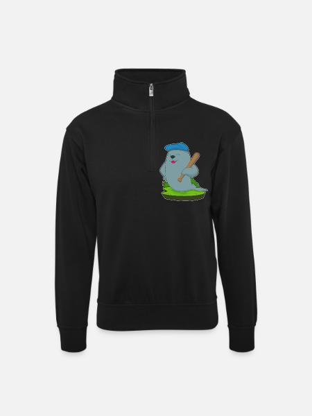 Seal Baseball Baseball Bat - Unisex sweater with zip collar - black