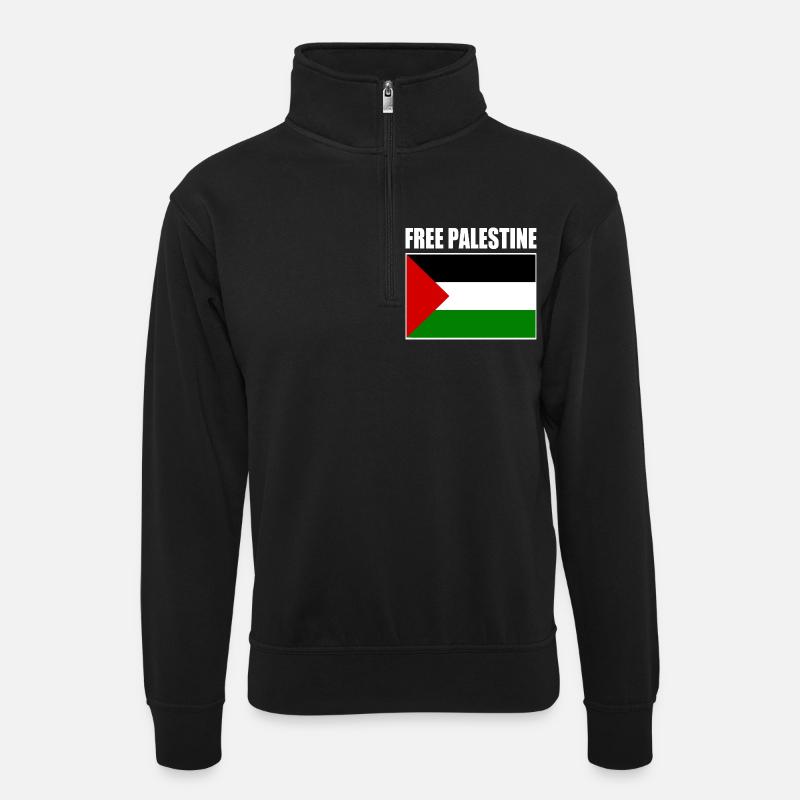 Free palestine - Unisex Pullover mit Zip-Kragen - Schwarz