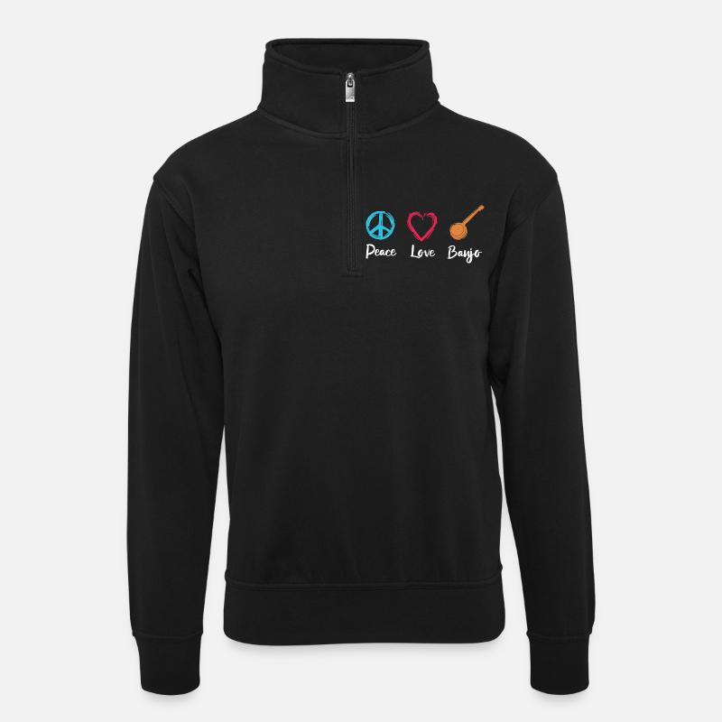 Banjo Paix Amour - Sweat col montant zippé unisexe - noir
