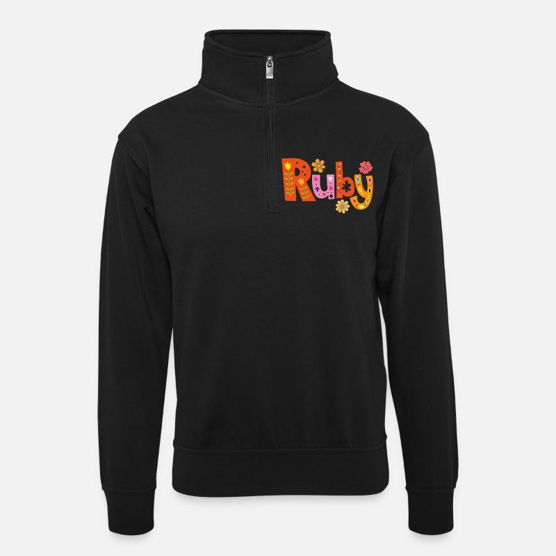 Personalized Ruby Name - Unisex sweater with zip collar - black