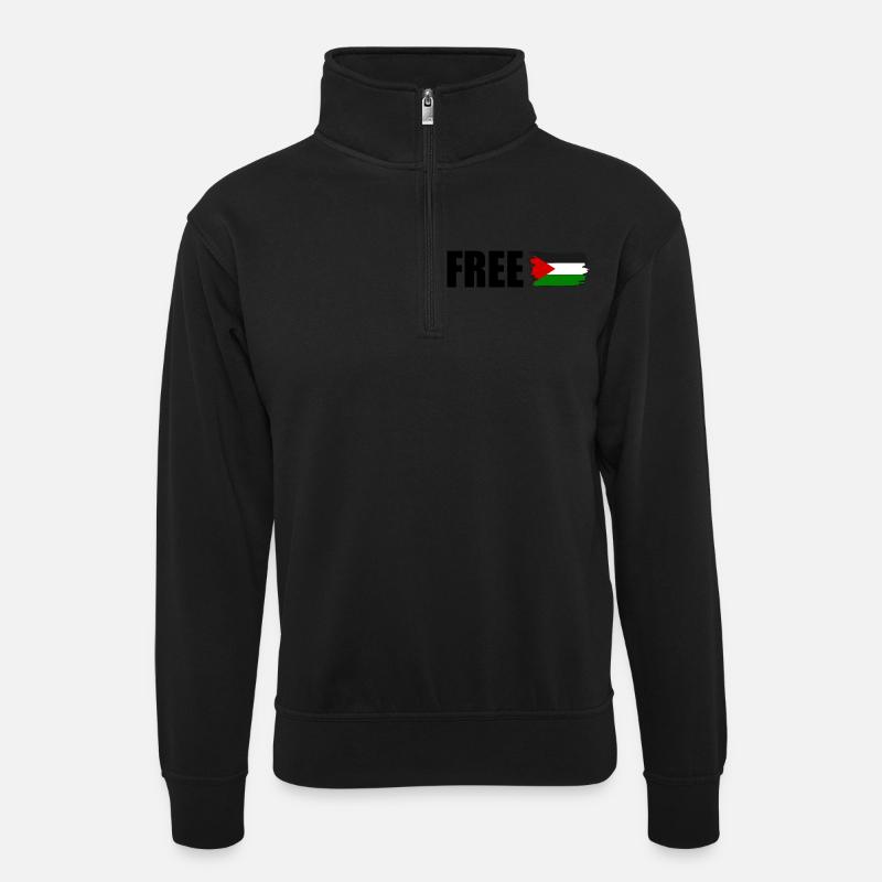 Free palestine - Sweat col montant zippé unisexe - noir