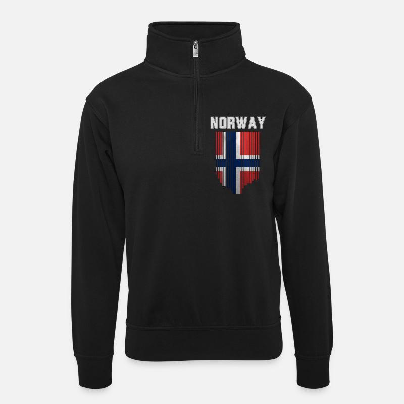 Norwegian flag, Norwegian pride - Unisex sweater with zip collar - black