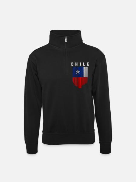Flagge von Chile - Unisex Pullover mit Zip-Kragen - Schwarz