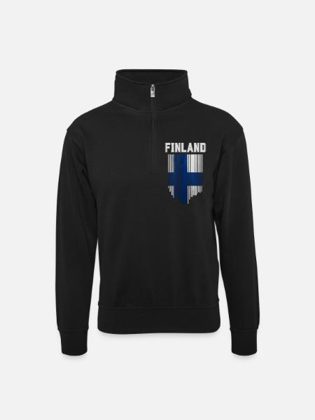 Flag of Finland, Finnish pride - Unisex sweater with zip collar - black