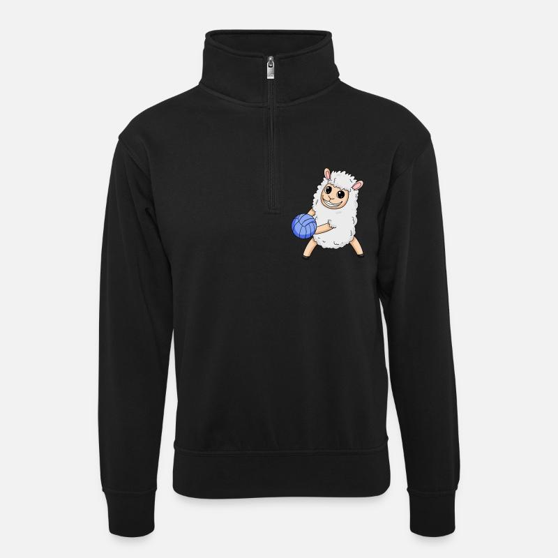 Volleyball Schaf - Unisex Pullover mit Zip-Kragen - Schwarz