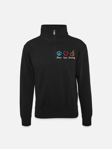 Peace Love Bowling - Unisex sweater with zip collar - black