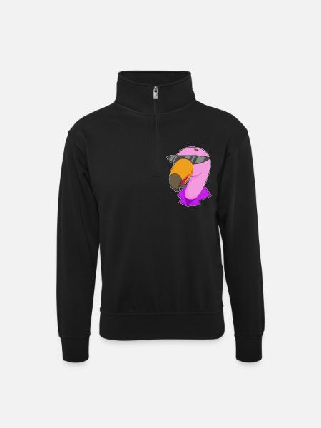 Flamingo Sunglasses - Unisex sweater with zip collar - black