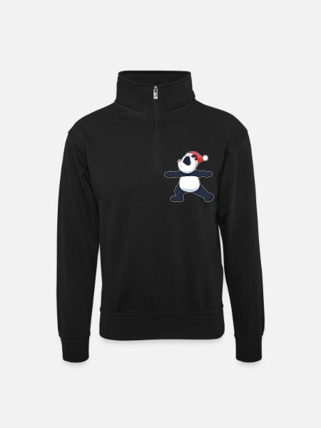 Yoga de Noël Panda - Sweat col montant zippé unisexe - noir