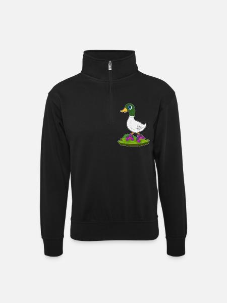 Duck Roller Skating Roller Skates - Unisex sweater with zip collar - black