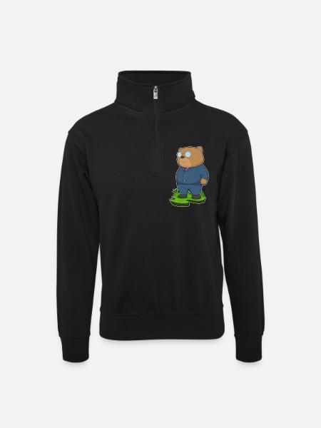 Bear Groom Suit Wedding - Unisex sweater with zip collar - black