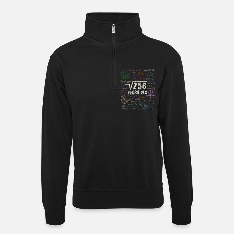 Root of 256 = 16th Birthday - Gift - Unisex sweater with zip collar - black