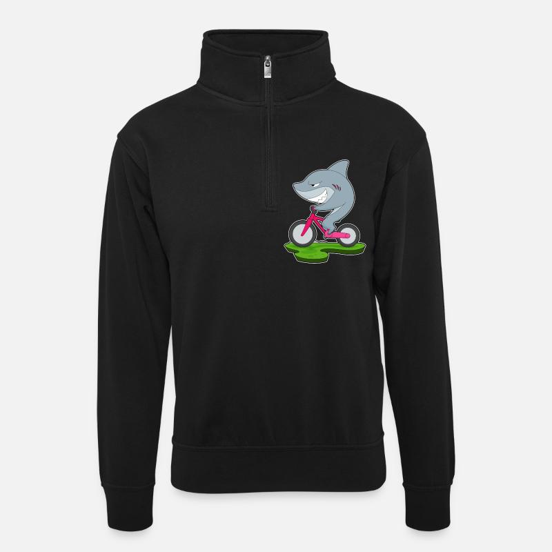 Vélo Shark - Sweat col montant zippé unisexe - noir