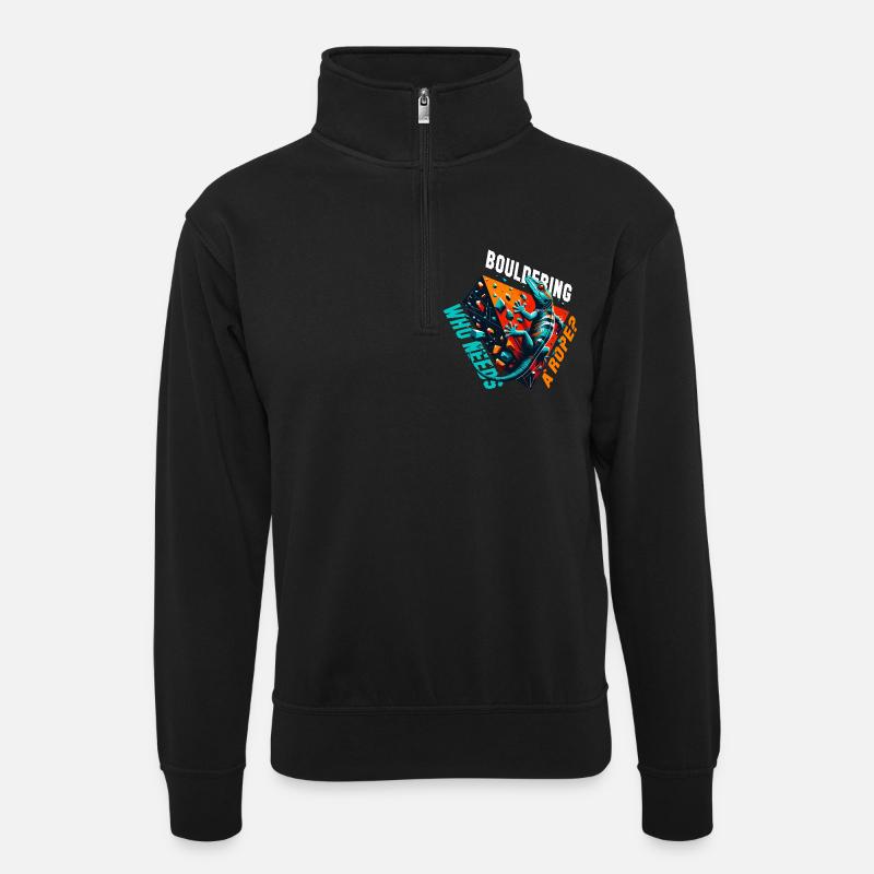 Bouldern Gecko Seil? Geschenk - Unisex Pullover mit Zip-Kragen - Schwarz