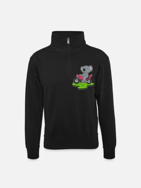 Koala Motorcycle - Unisex sweater with zip collar - black