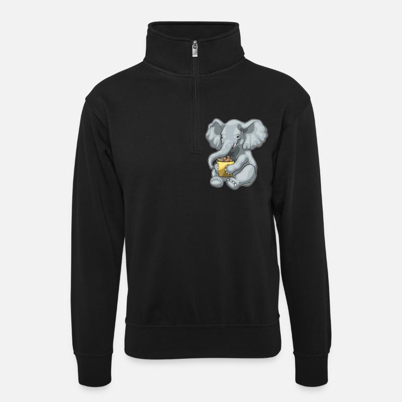 Elephant Peanuts - Unisex sweater with zip collar - black