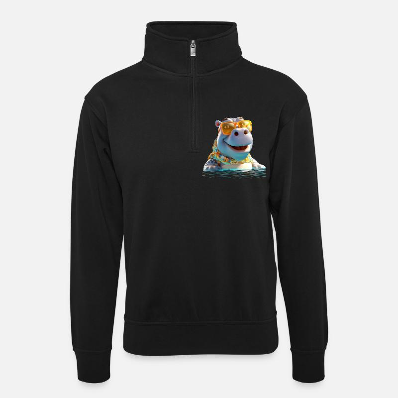 Hippopotame Hippopotame Hippopotame Hippopotame - Sweat col montant zippé unisexe - noir