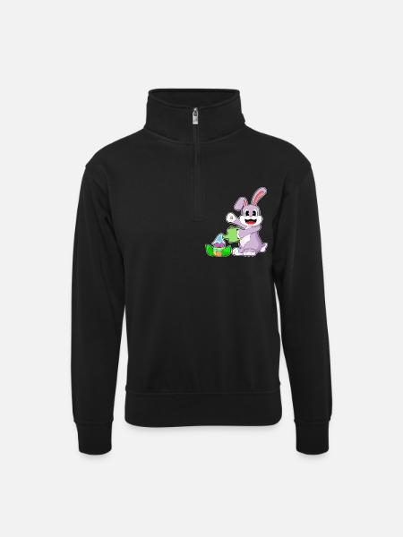 Bunny Easter Garden - Unisex sweater with zip collar - black