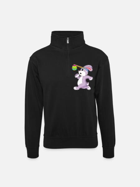 Bunny Easter Jogging - Unisex sweater with zip collar - black