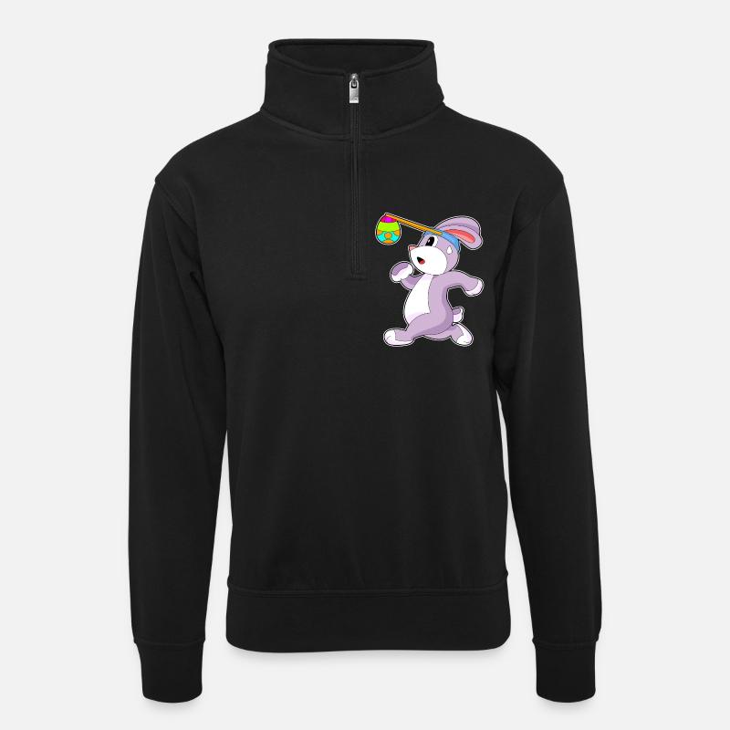 Bunny Easter Jogging - Unisex sweater with zip collar - black