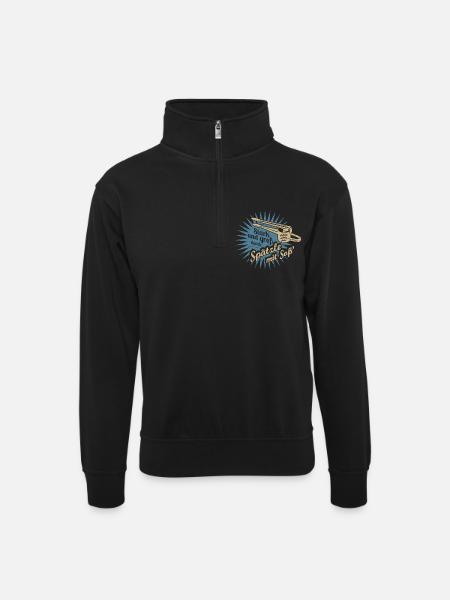 Spätzle mit Soß' - Unisex Pullover mit Zip-Kragen - Schwarz