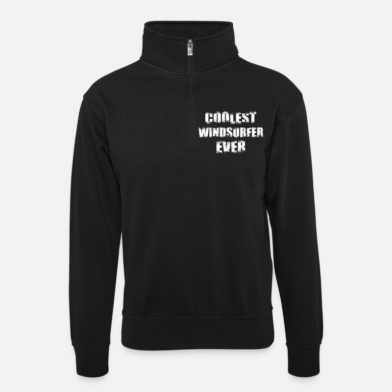 Coolest Windsurfer Ever - Unisex sweater with zip collar - black