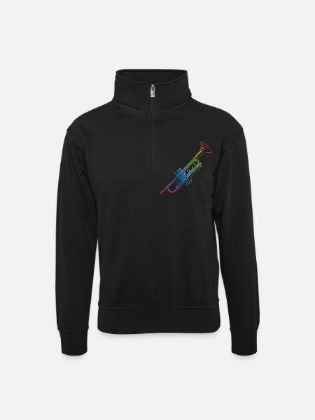 Trompete - Unisex Pullover mit Zip-Kragen - Schwarz