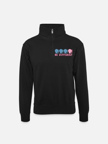 A different elephant - Unisex sweater with zip collar - black