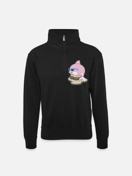 Dolphin Sunglasses - Unisex sweater with zip collar - black