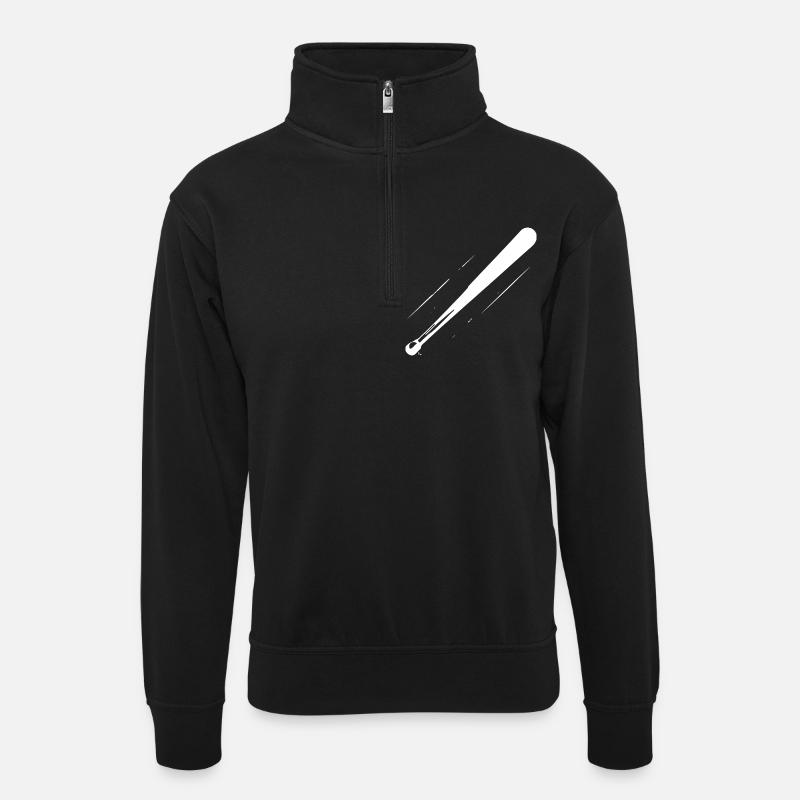 Baseball Bat Drawing - Unisex sweater with zip collar - black