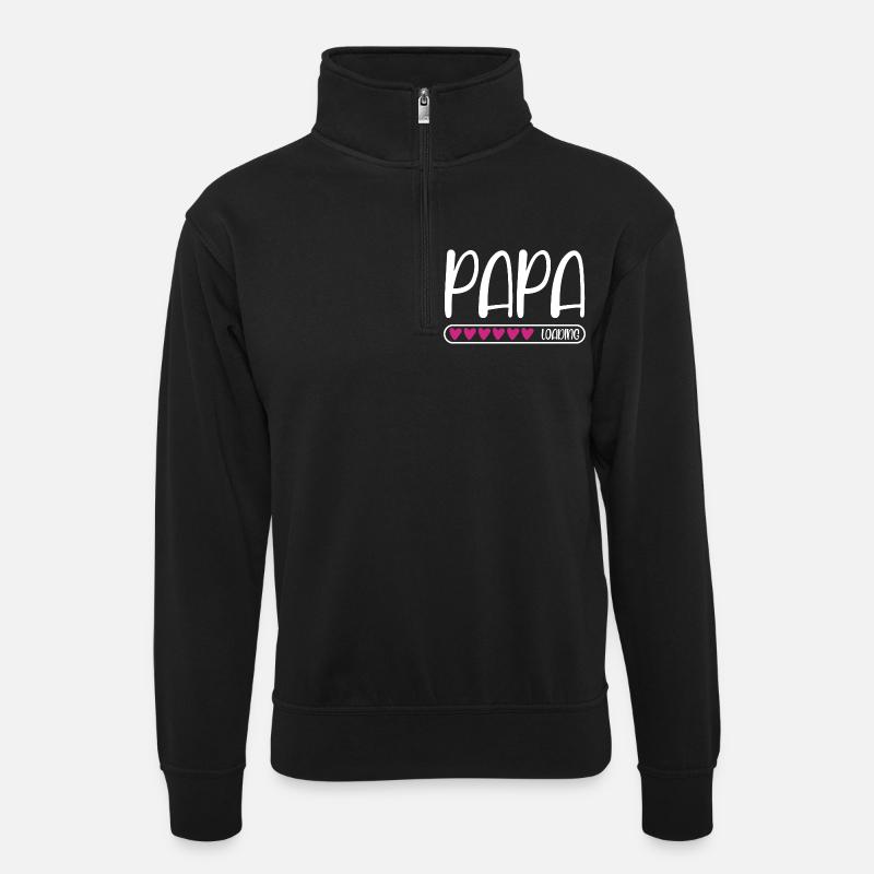Papa loading - Unisex Pullover mit Zip-Kragen - Schwarz