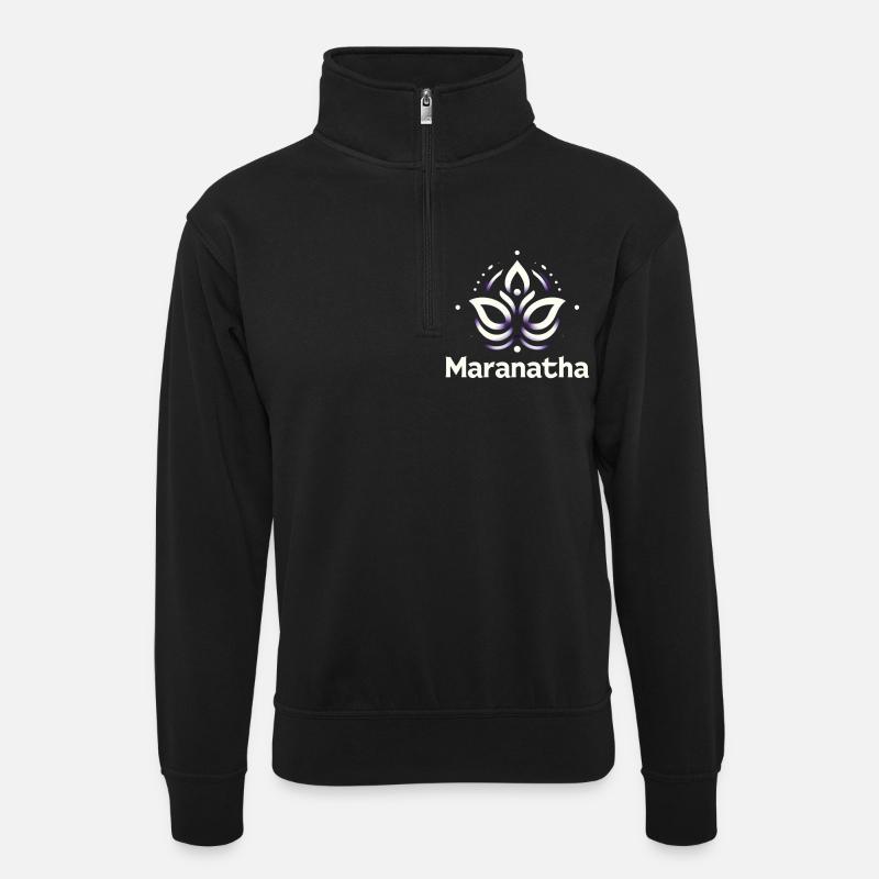 Maranatha Christ Coming Soon - Unisex sweater with zip collar - black