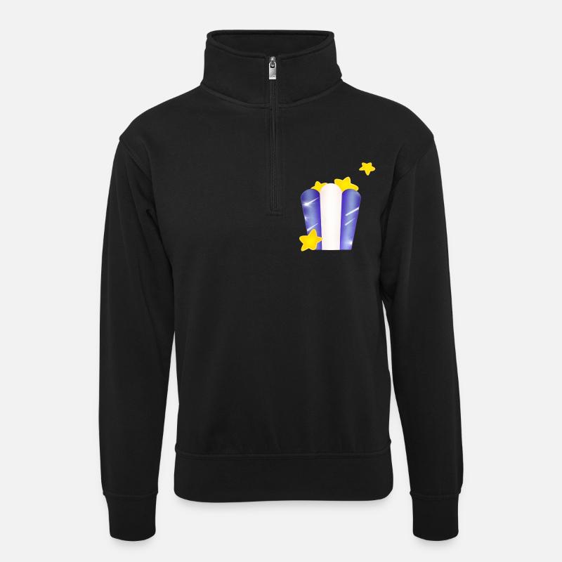 Star-Tasche! - Unisex Pullover mit Zip-Kragen - Schwarz