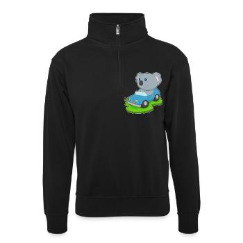 Koala Auto - Unisex Pullover mit Zip-Kragen - Schwarz - Vorne