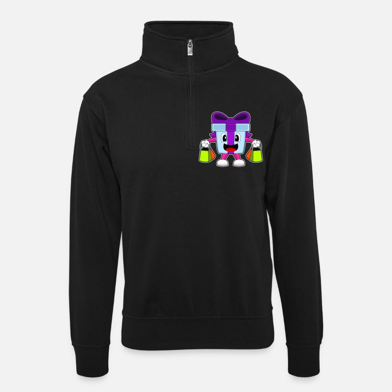 Paket Weihnachten Shopping - Unisex Pullover mit Zip-Kragen - Schwarz