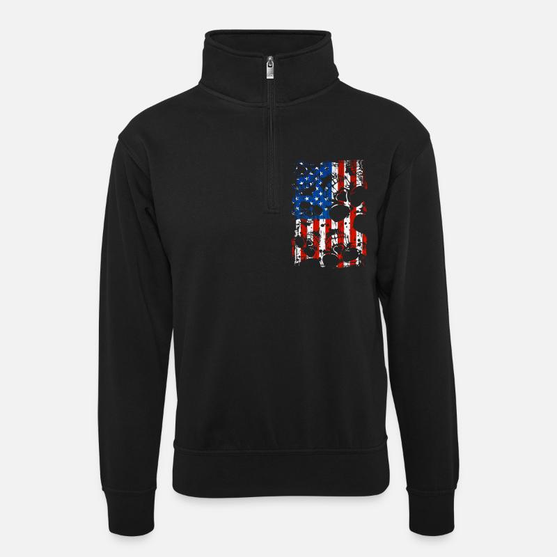 Skull USA Pride - Unisex sweater with zip collar - black