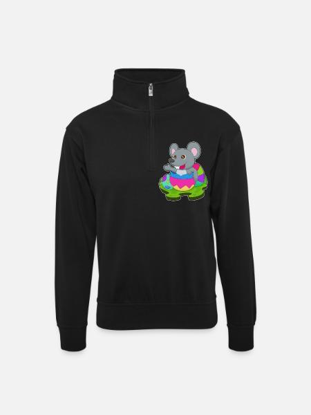 Mouse Easter Easter Eggs - Unisex sweater with zip collar - black