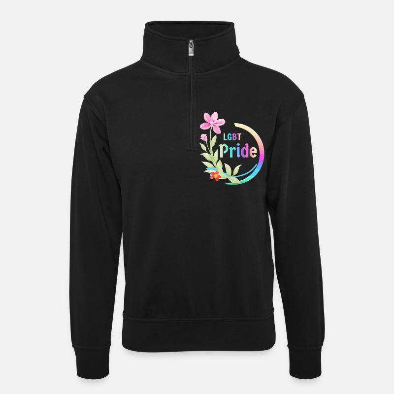 LGBT Stolz - Unisex Pullover mit Zip-Kragen - Schwarz