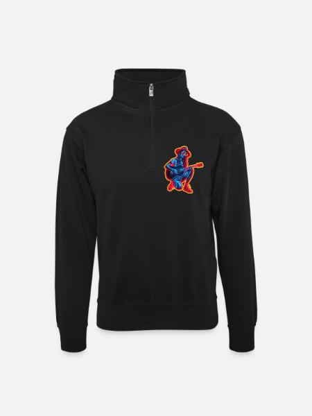 Retro Guitarist - Unisex sweater with zip collar - black