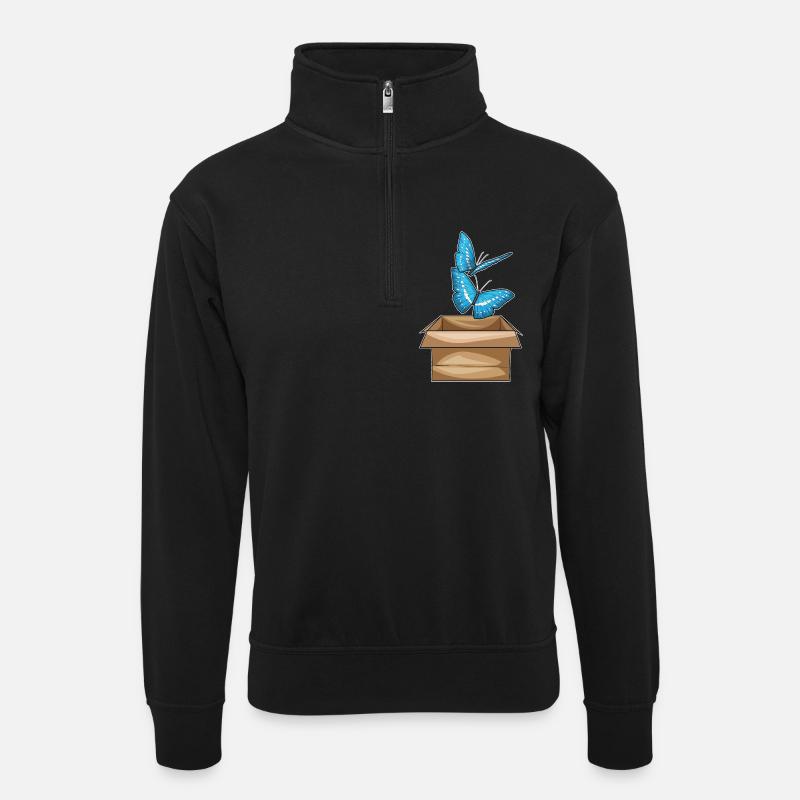 Boîte à papillons - Sweat col montant zippé unisexe - noir