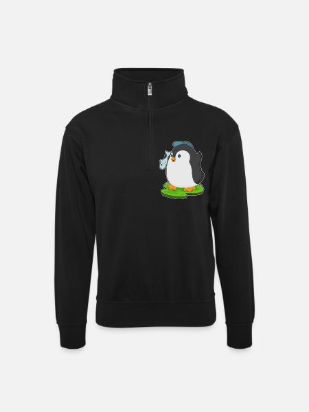 Poisson pingouin - Sweat col montant zippé unisexe - noir
