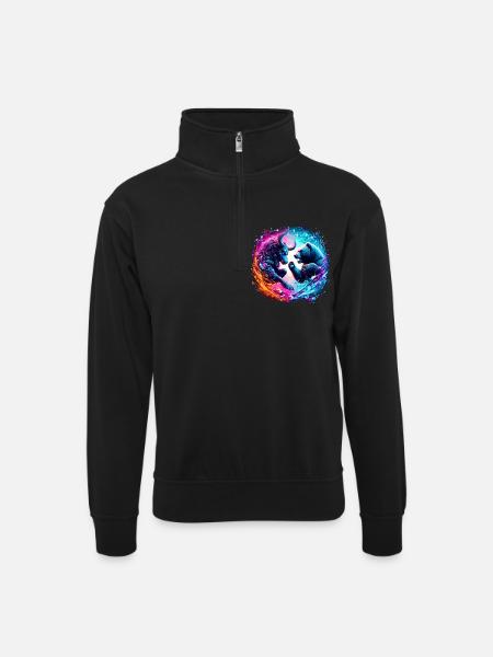 Bull vs Bear Exchange Battle - Unisex sweater with zip collar - black