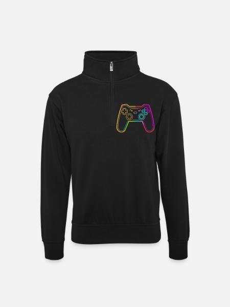 Video Games Sketch - Unisex sweater with zip collar - black